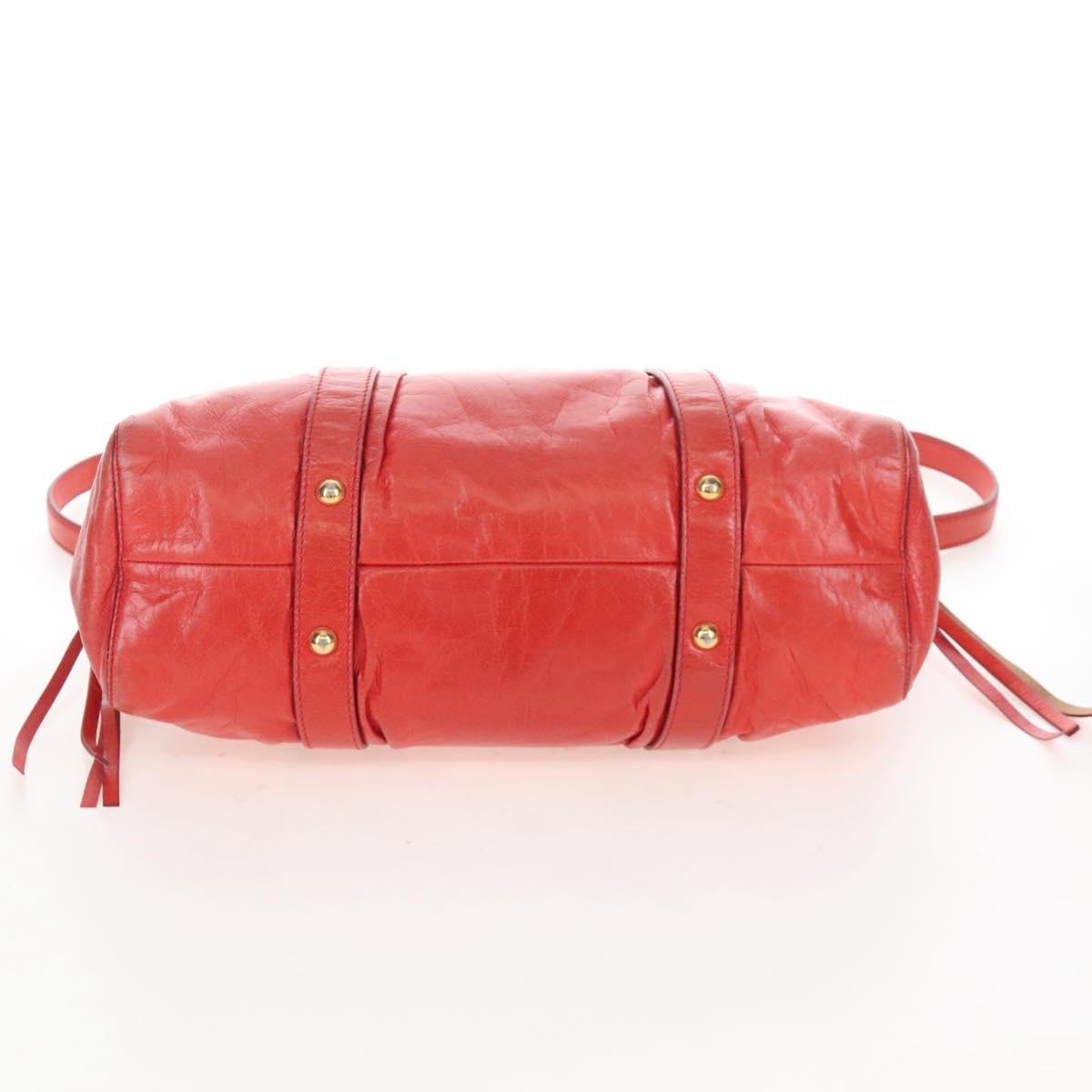Miu Miu Hand Bag Leather 2way Orange Gold Auth 167744M