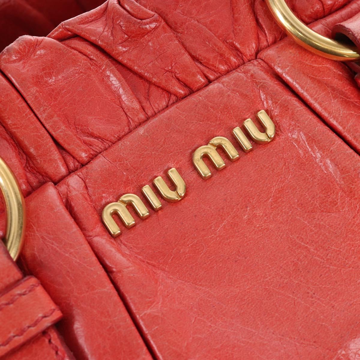 Miu Miu Hand Bag Leather 2way Orange Gold Auth 167744M