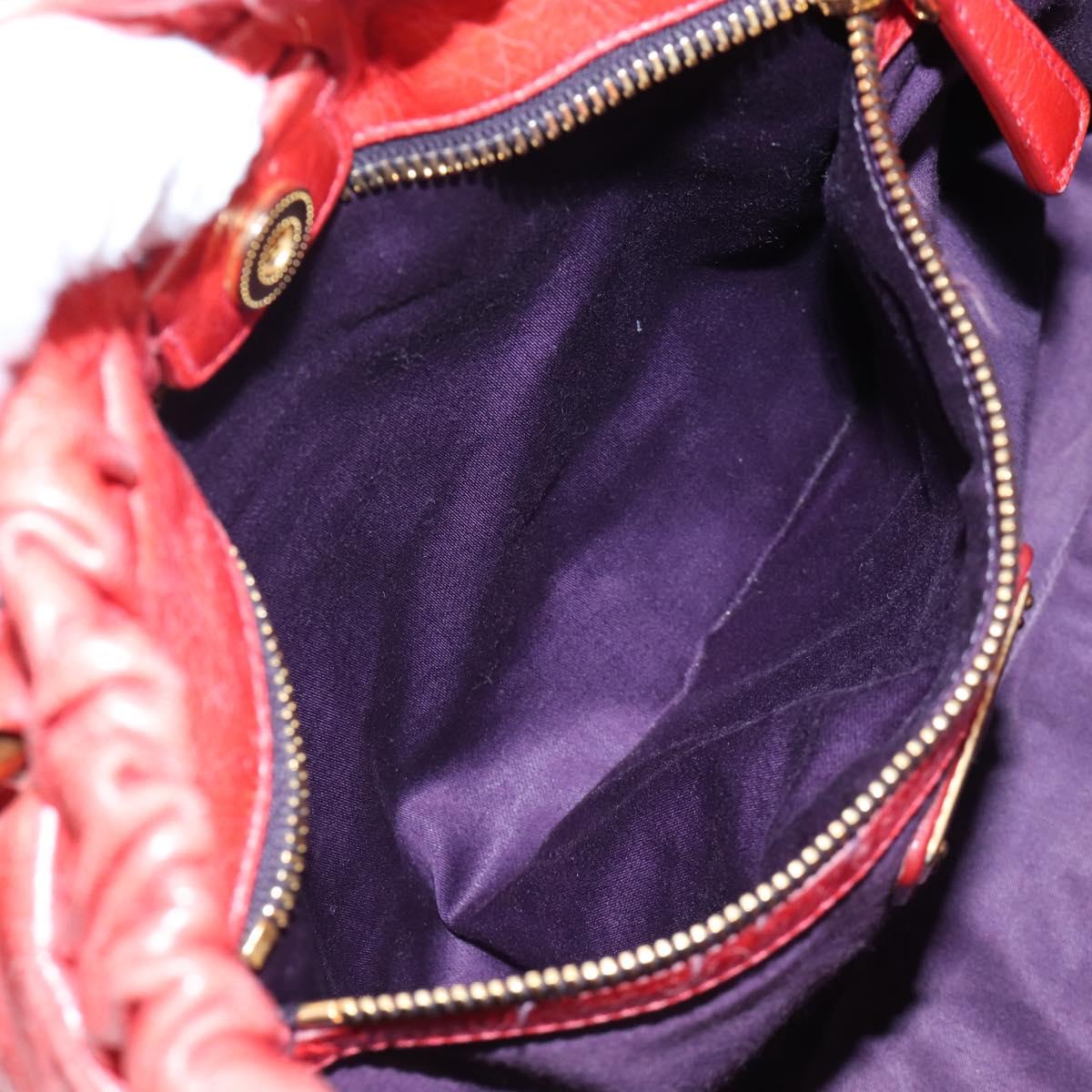 Miu Miu Hand Bag Leather 2way Orange Gold Auth 167744M
