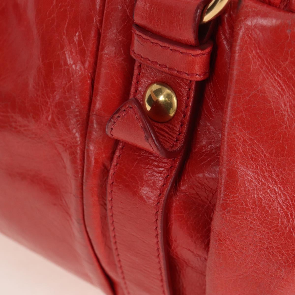 Miu Miu Hand Bag Leather 2way Orange Gold Auth 167744M