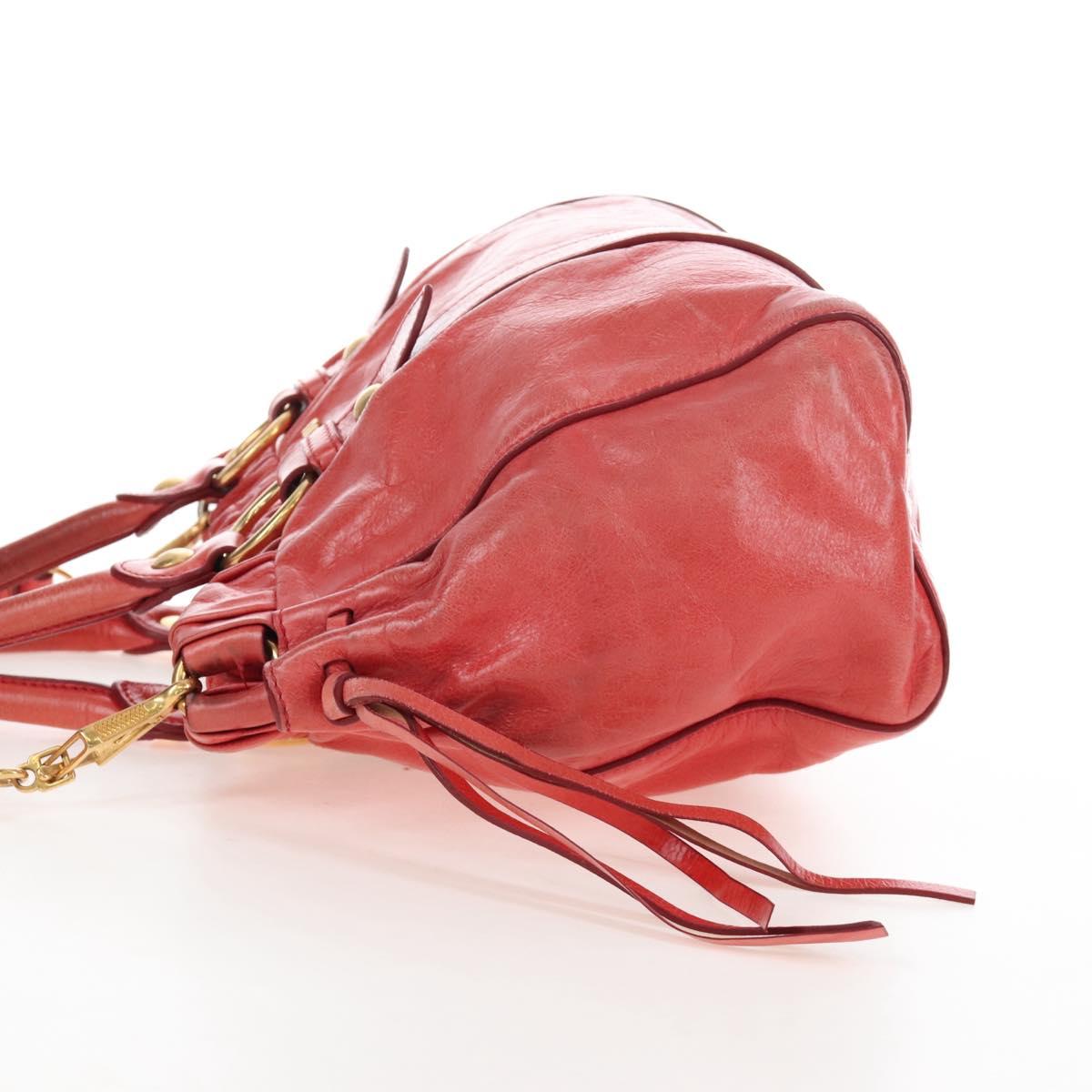 Miu Miu Hand Bag Leather 2way Orange Gold Auth 167744M