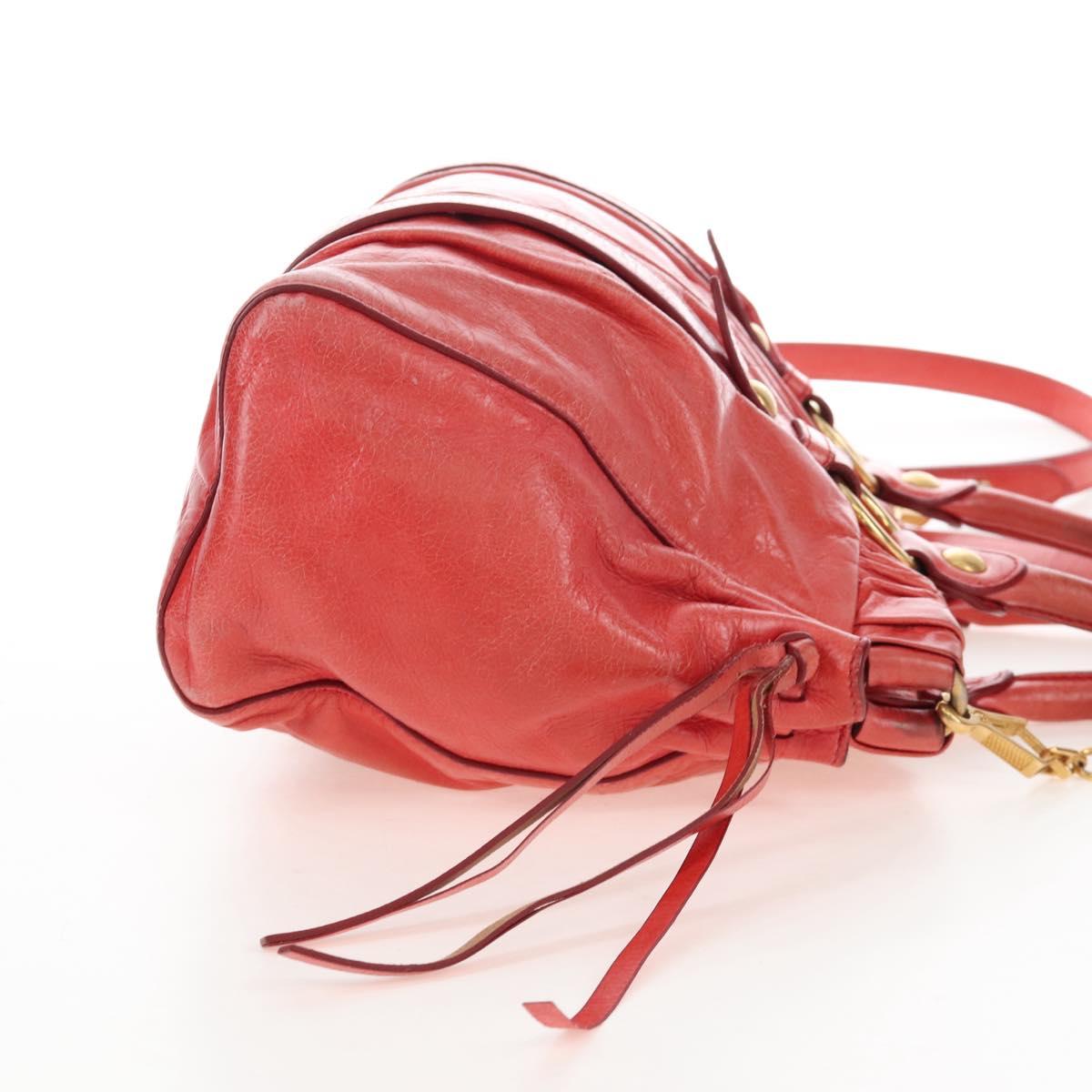 Miu Miu Hand Bag Leather 2way Orange Gold Auth 167744M