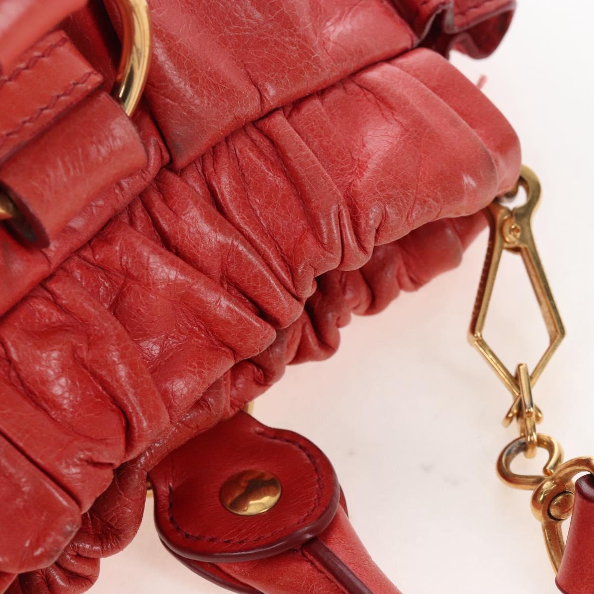 Miu Miu Hand Bag Leather 2way Orange Gold Auth 167744M