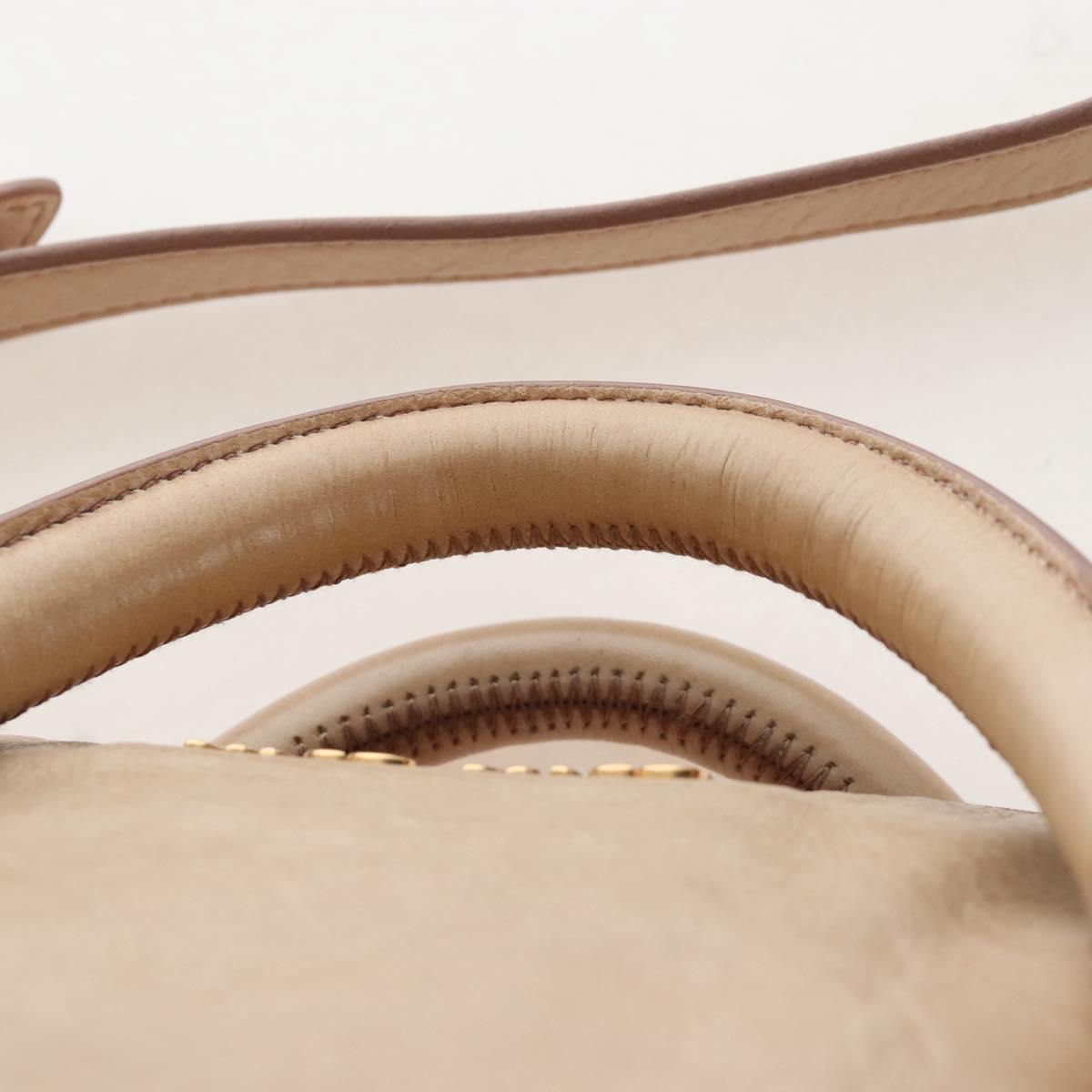 Miu Miu Hand Bag Leather 2way Beige Gold Auth 167748M