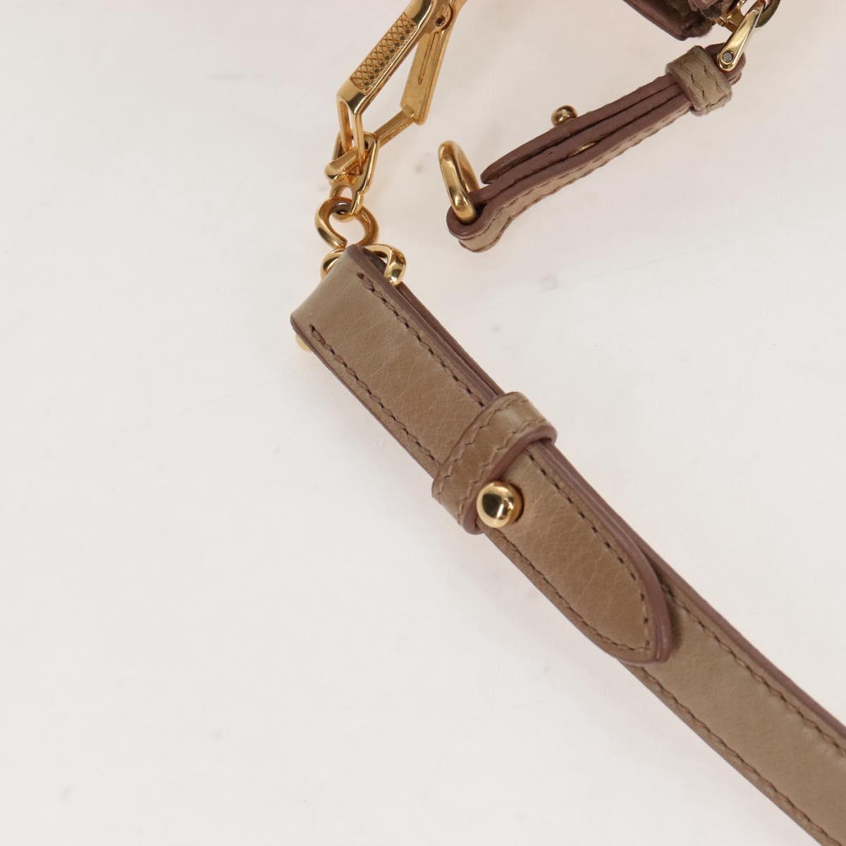 Miu Miu Hand Bag Leather 2way Beige Gold Auth 167748M