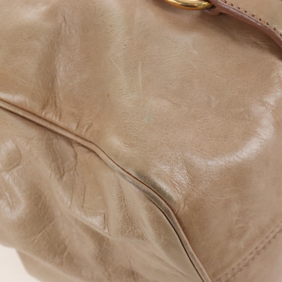 Miu Miu Hand Bag Leather 2way Beige Gold Auth 167748M