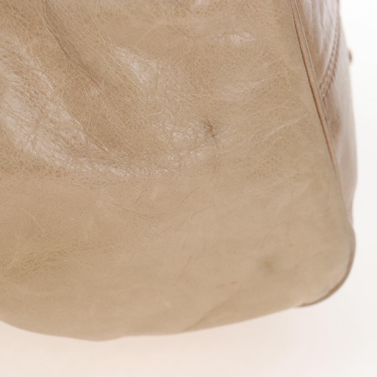 Miu Miu Hand Bag Leather 2way Beige Gold Auth 167748M