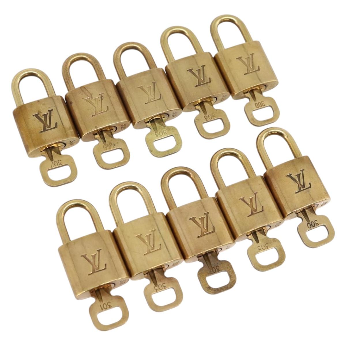 LOUIS VUITTON Padlock Metal 10 Set Gold LV Auth 167769