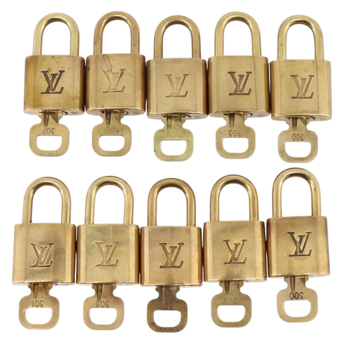 LOUIS VUITTON Padlock Metal 10 Set Gold LV Auth 167769