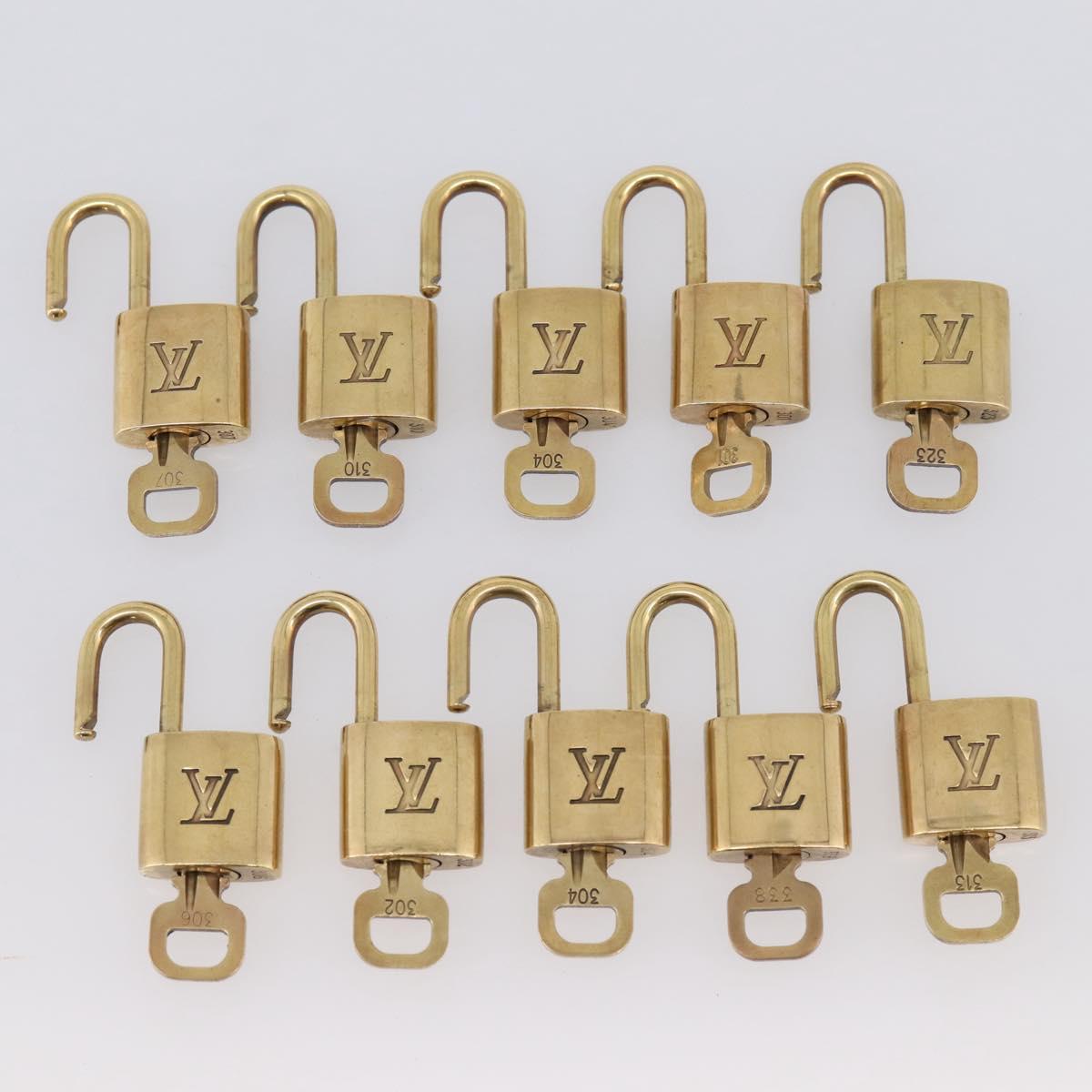 LOUIS VUITTON Padlock metal 10 Set Gold LV Auth 167770