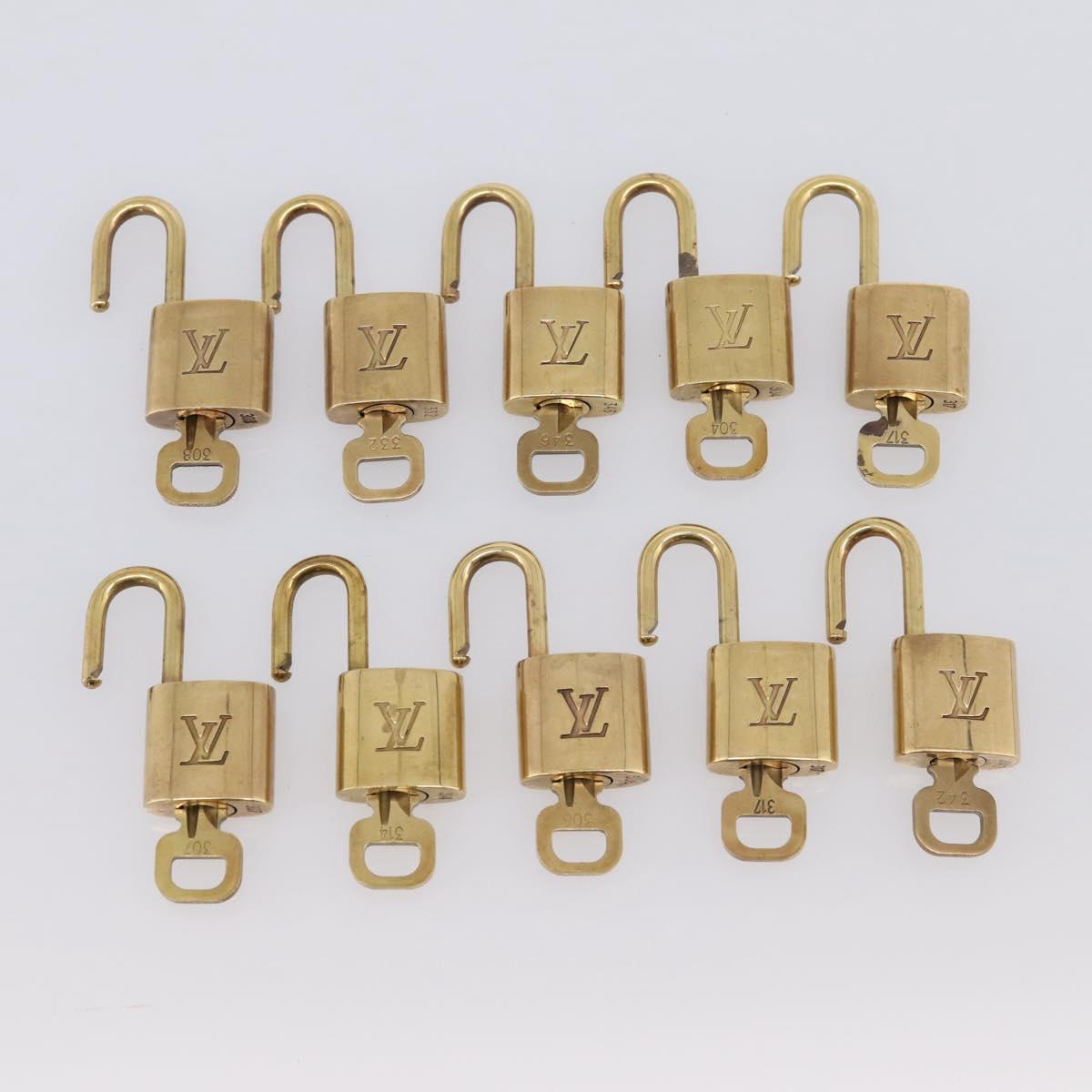 LOUIS VUITTON Padlock metal 10 Set Gold LV Auth 167771