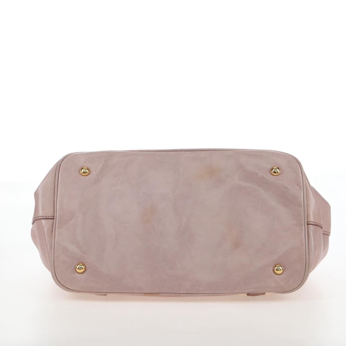 Miu Miu Hand Bag Leather 2way Pink Gold Auth 167773M