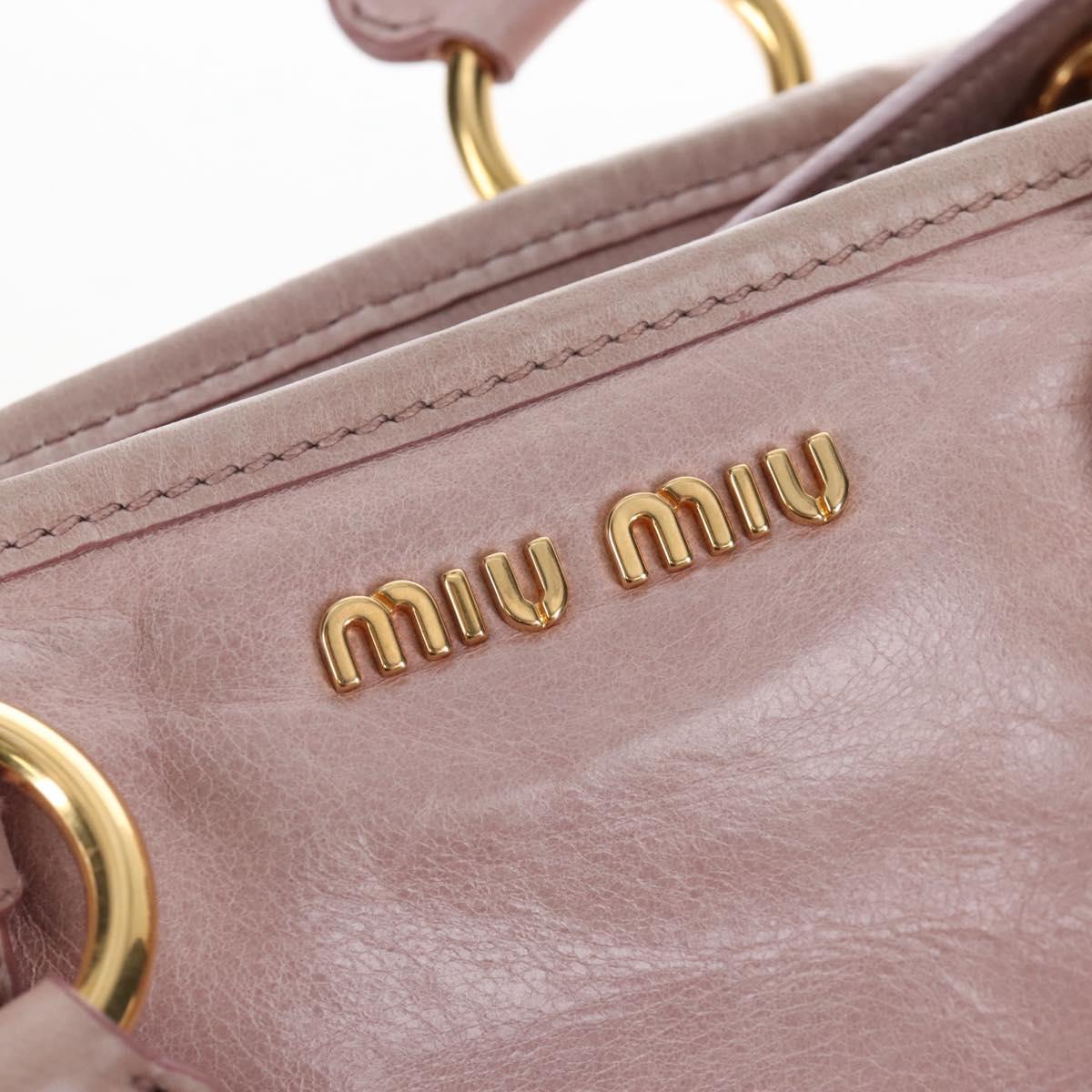 Miu Miu Hand Bag Leather 2way Pink Gold Auth 167773M