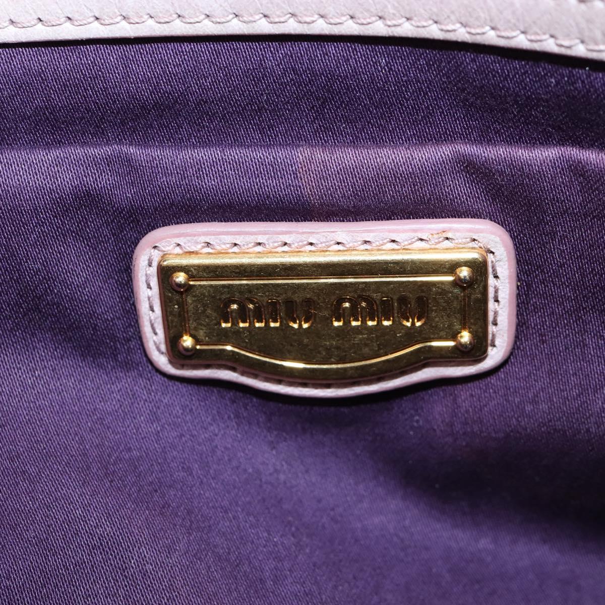 Miu Miu Hand Bag Leather 2way Pink Gold Auth 167773M