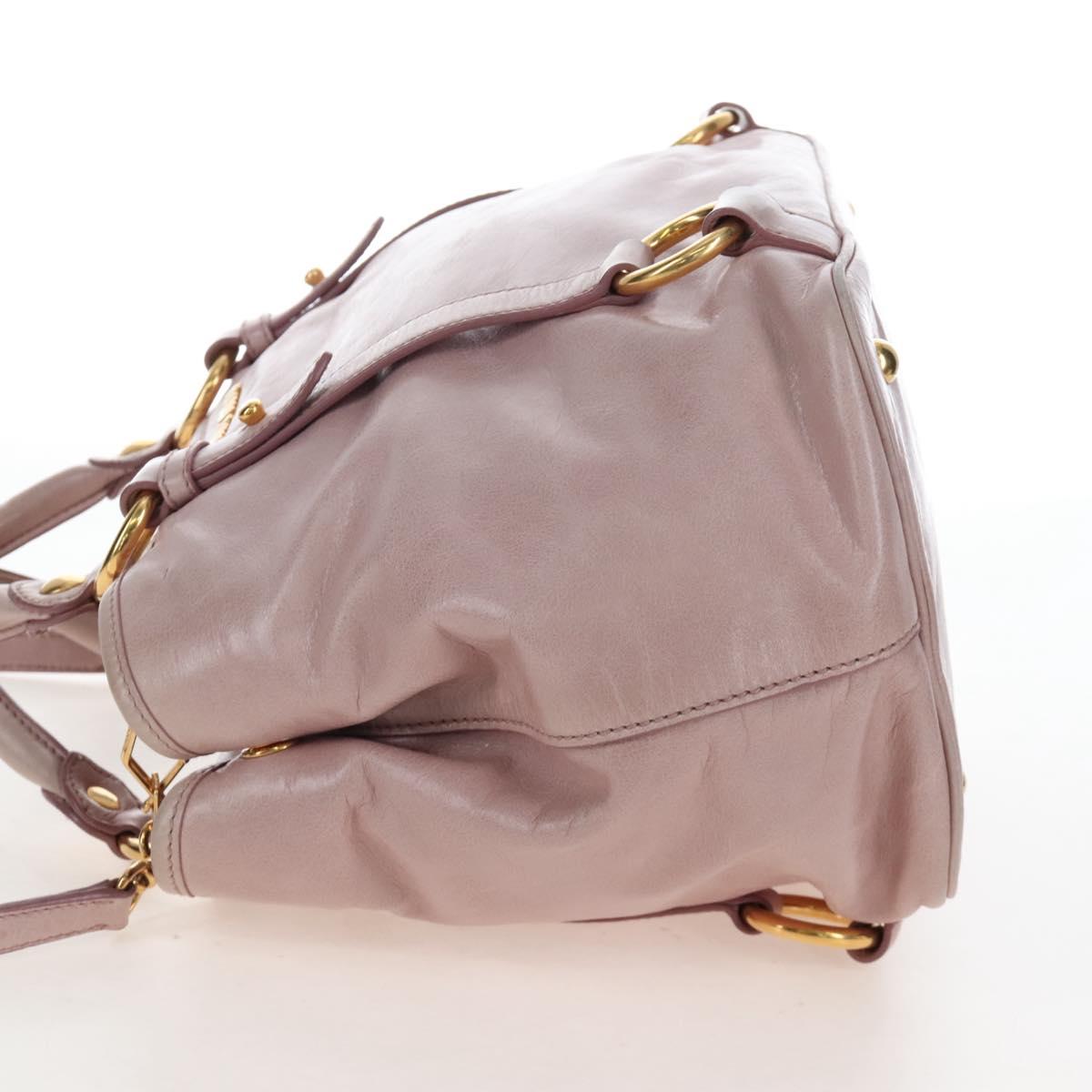 Miu Miu Hand Bag Leather 2way Pink Gold Auth 167773M