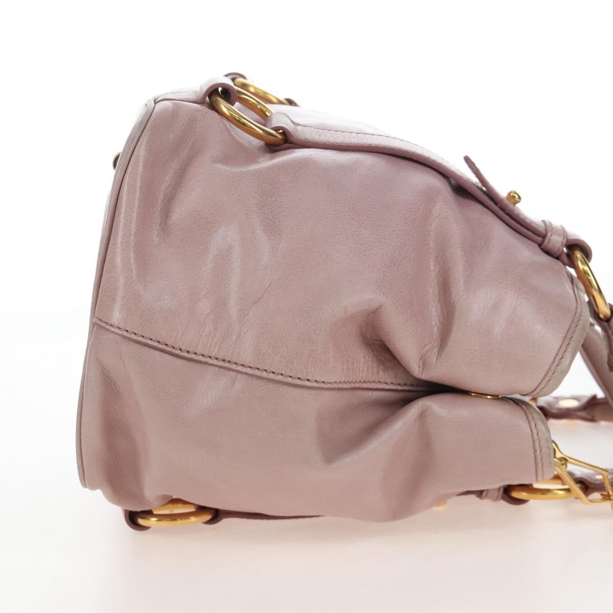 Miu Miu Hand Bag Leather 2way Pink Gold Auth 167773M