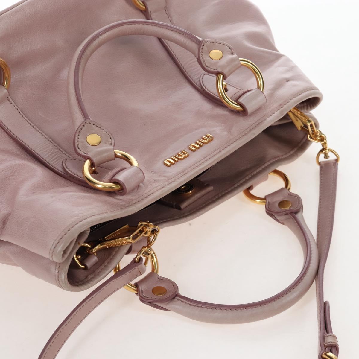 Miu Miu Hand Bag Leather 2way Pink Gold Auth 167773M