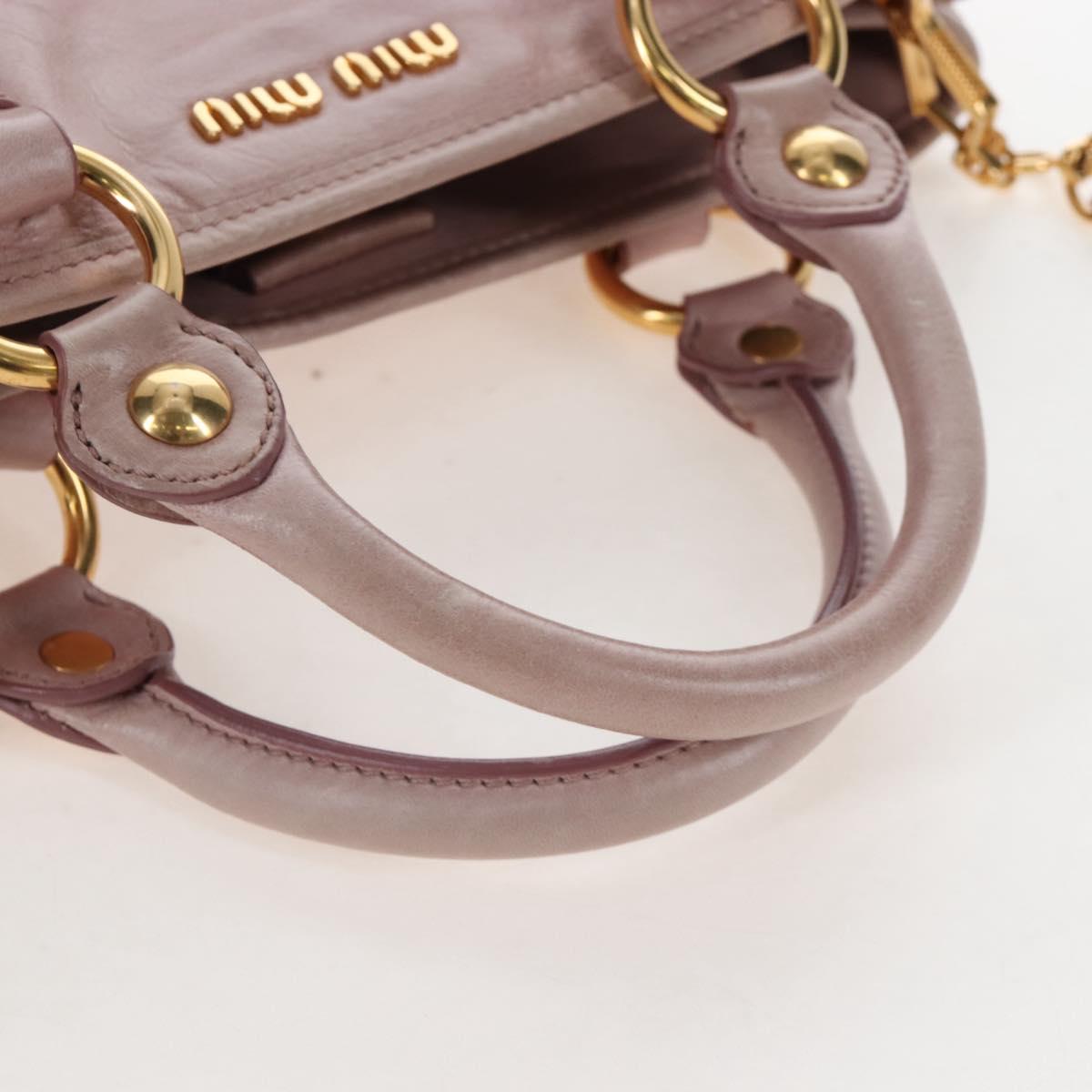 Miu Miu Hand Bag Leather 2way Pink Gold Auth 167773M