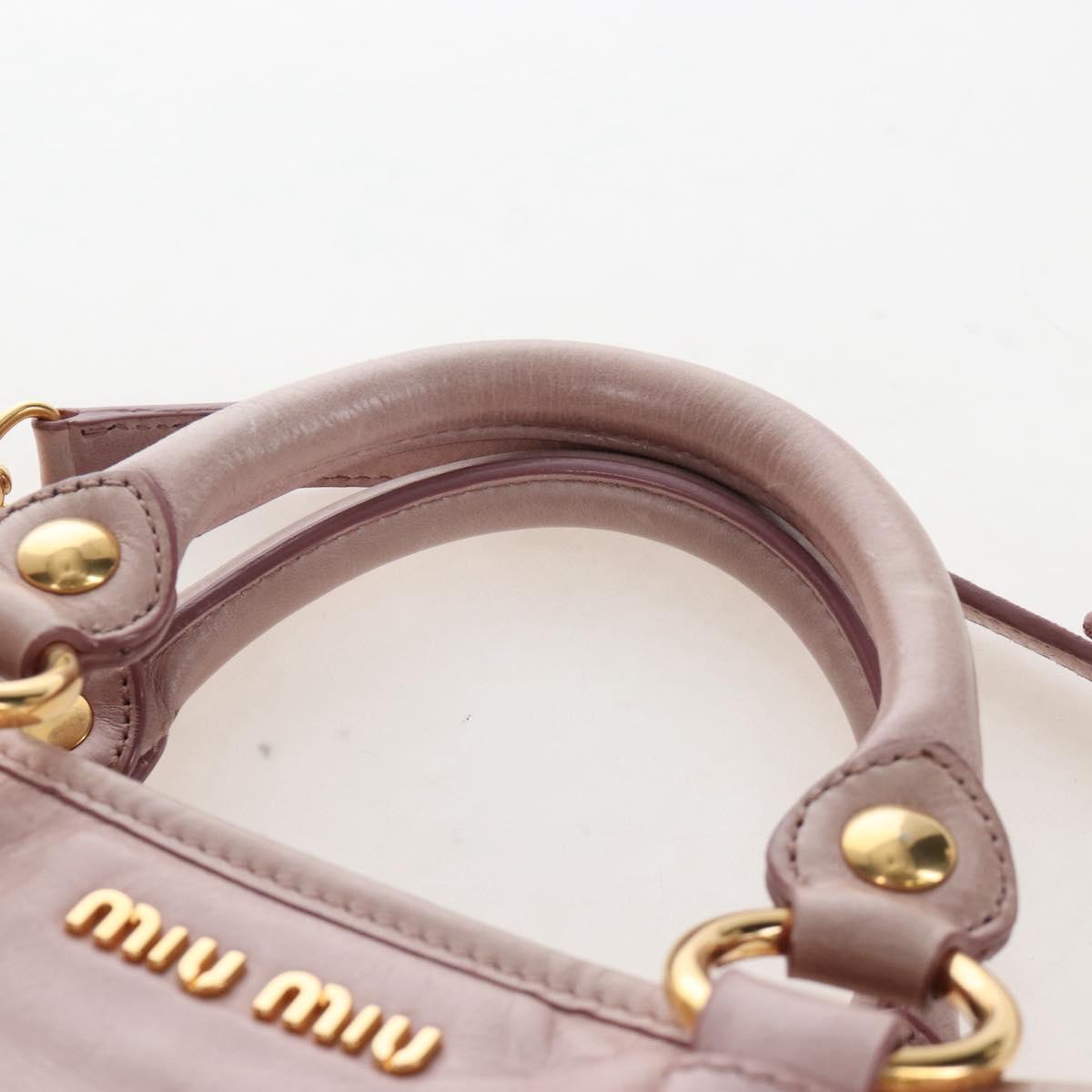 Miu Miu Hand Bag Leather 2way Pink Gold Auth 167773M