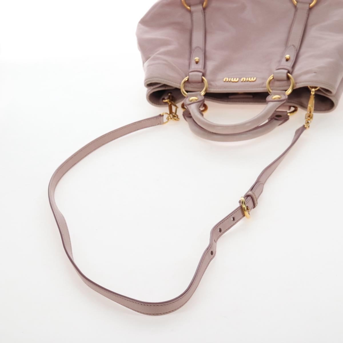 Miu Miu Hand Bag Leather 2way Pink Gold Auth 167773M