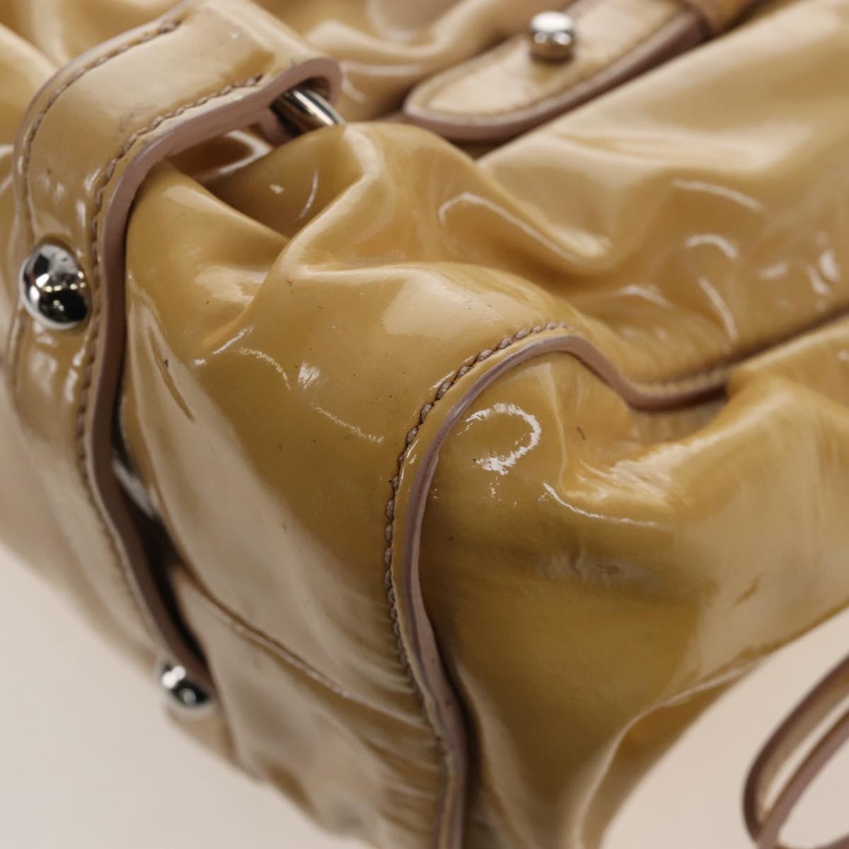 Miu Miu Hand Bag Patent leather 2way Beige Silver Auth 167774A