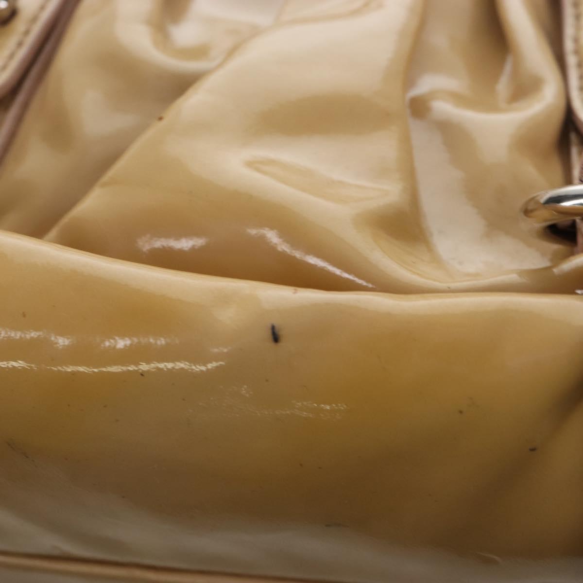 Miu Miu Hand Bag Patent leather 2way Beige Silver Auth 167774A