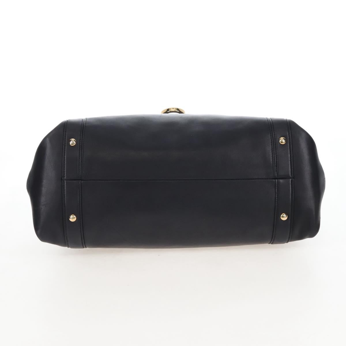 Salvatore Ferragamo Gancini Hand Bag Leather 2way Black Gold Auth 167785V