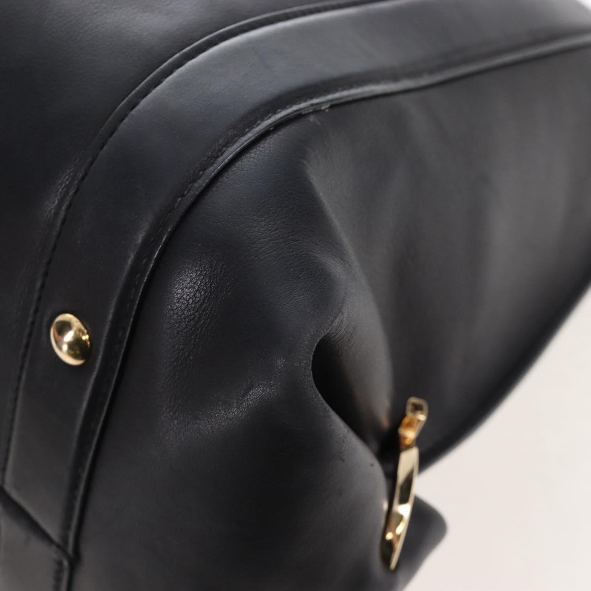Salvatore Ferragamo Gancini Hand Bag Leather 2way Black Gold Auth 167785V