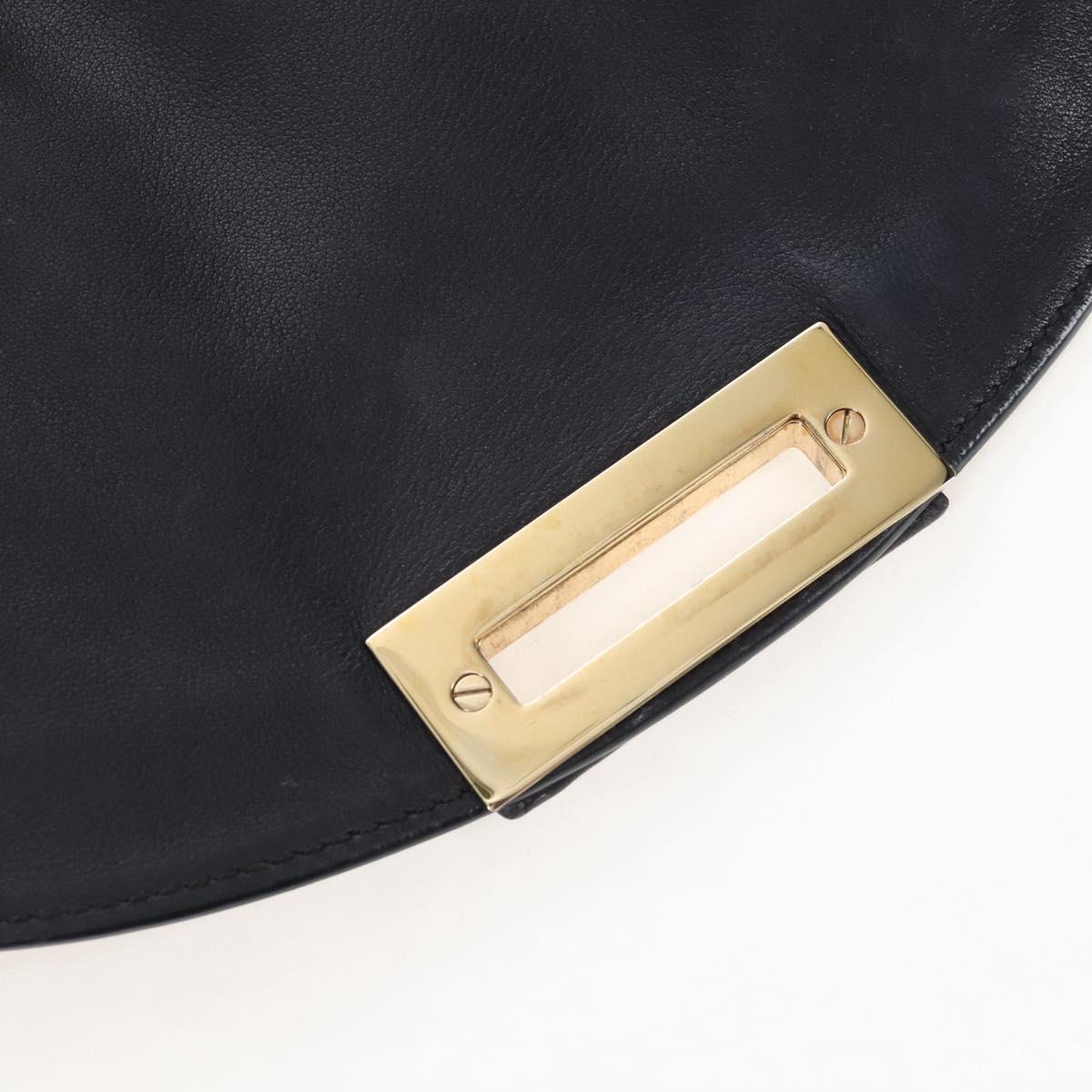 Salvatore Ferragamo Gancini Hand Bag Leather 2way Black Gold Auth 167785V
