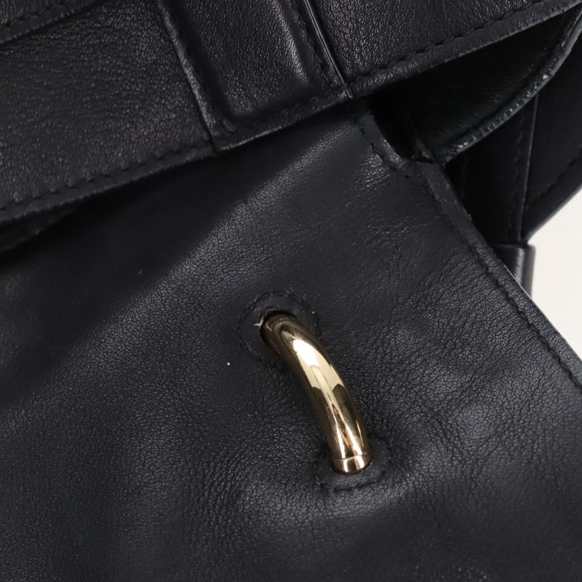 Salvatore Ferragamo Gancini Hand Bag Leather 2way Black Gold Auth 167785V