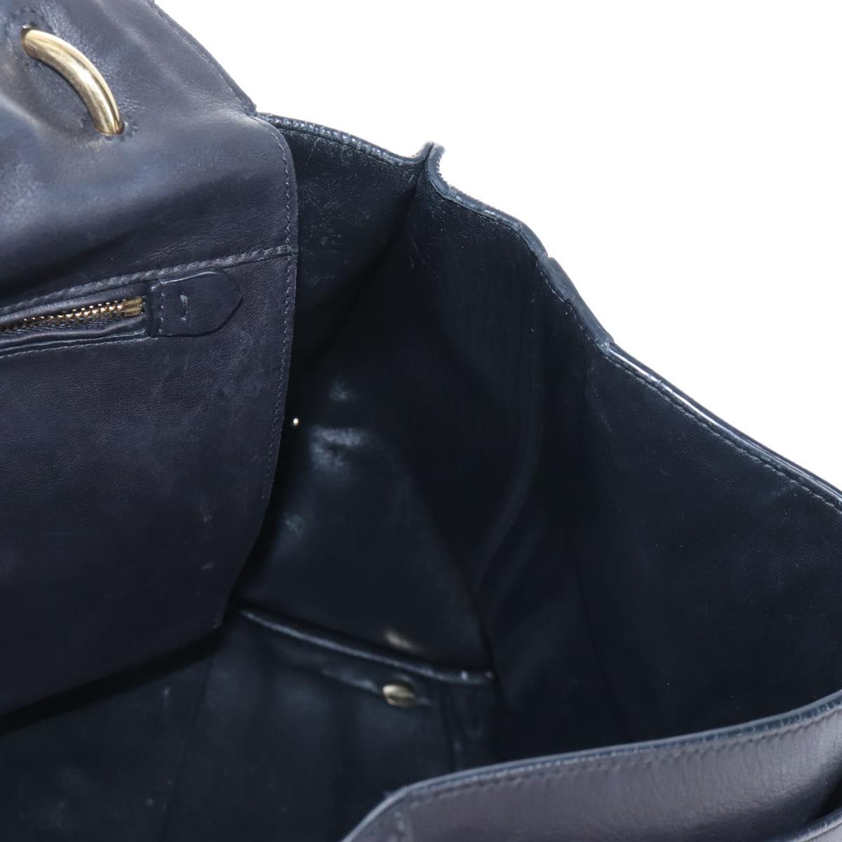 Salvatore Ferragamo Gancini Hand Bag Leather 2way Black Gold Auth 167785V