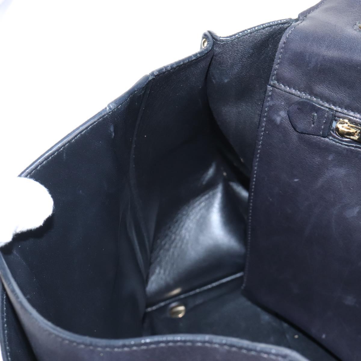 Salvatore Ferragamo Gancini Hand Bag Leather 2way Black Gold Auth 167785V