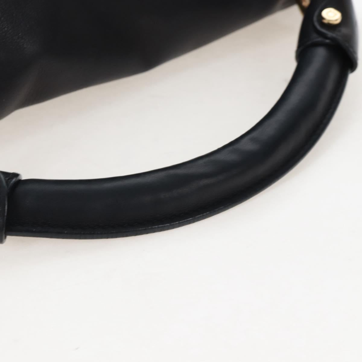 Salvatore Ferragamo Gancini Hand Bag Leather 2way Black Gold Auth 167785V