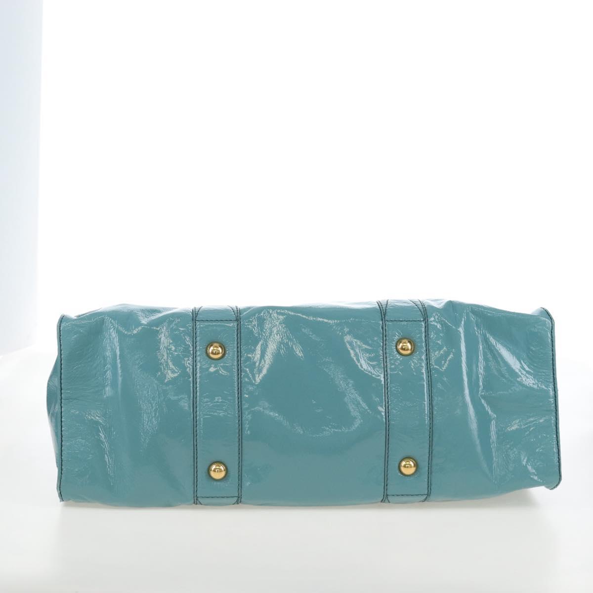 Miu Miu Hand Bag Enamel 2way Turquoise Blue Gold Auth 167794M