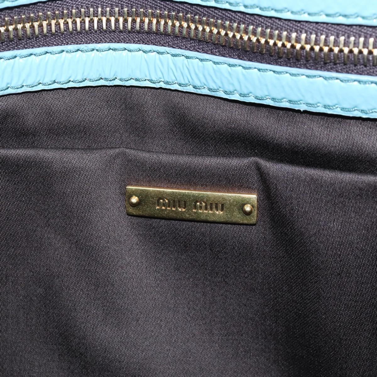 Miu Miu Hand Bag Enamel 2way Turquoise Blue Gold Auth 167794M