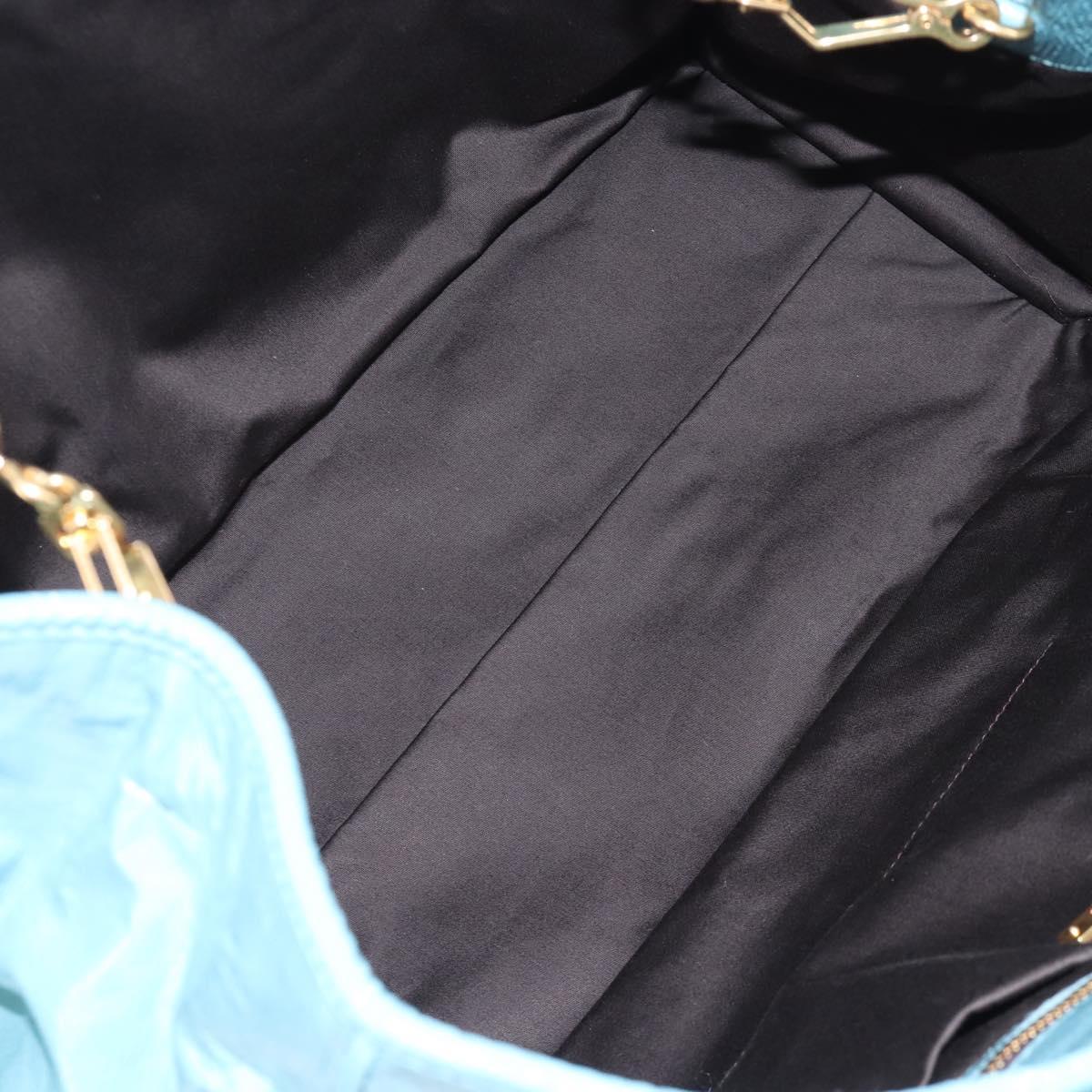 Miu Miu Hand Bag Enamel 2way Turquoise Blue Gold Auth 167794M