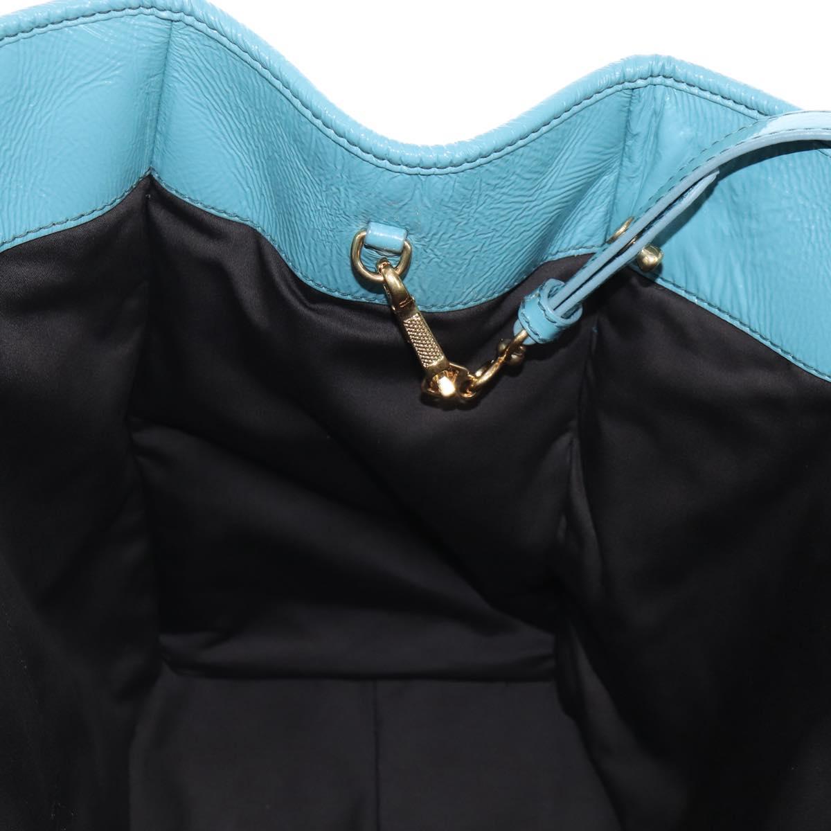 Miu Miu Hand Bag Enamel 2way Turquoise Blue Gold Auth 167794M