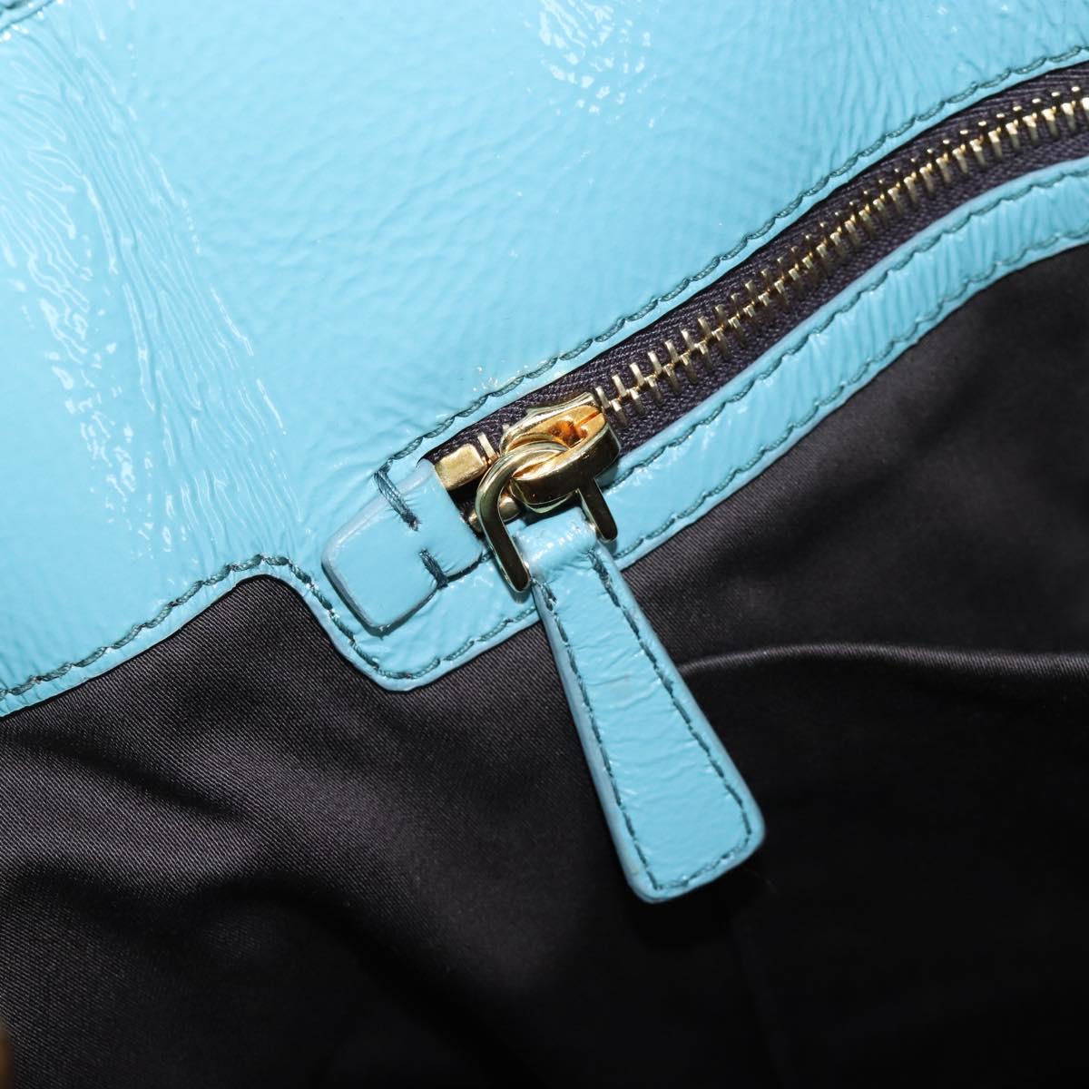Miu Miu Hand Bag Enamel 2way Turquoise Blue Gold Auth 167794M