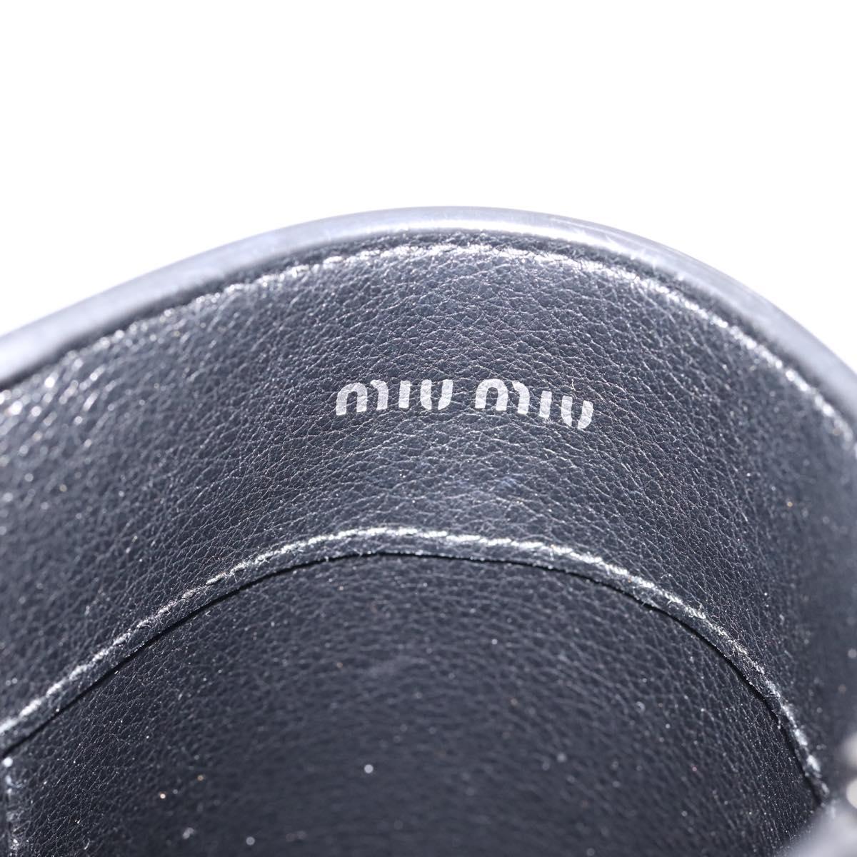 Miu Miu Shoulder Bag Leather Black Silver Auth 167796A