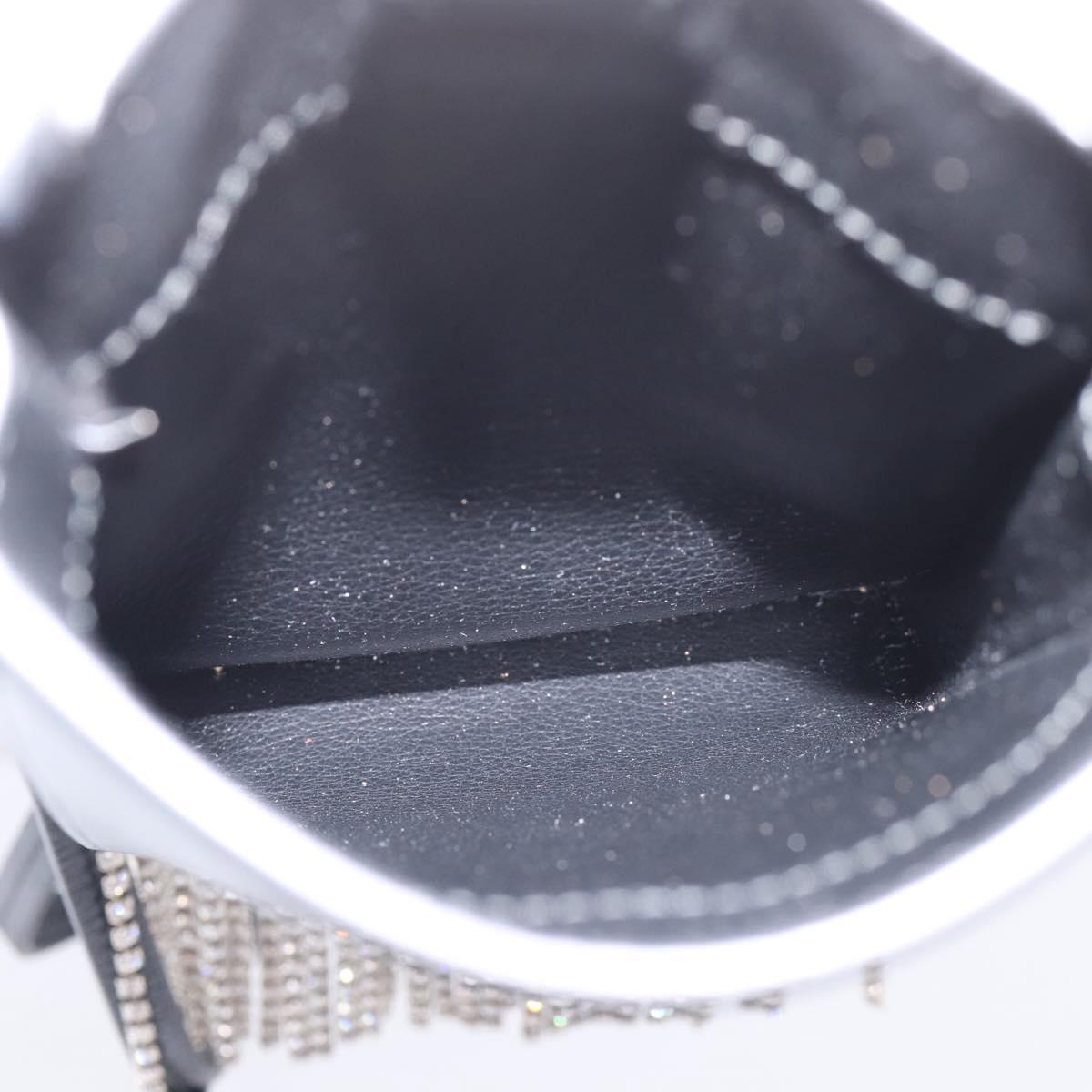 Miu Miu Shoulder Bag Leather Black Silver Auth 167796A