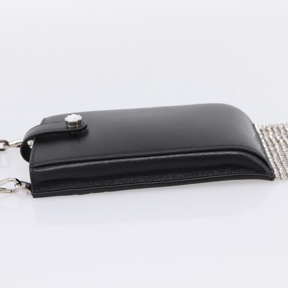 Miu Miu Shoulder Bag Leather Black Silver Auth 167796A