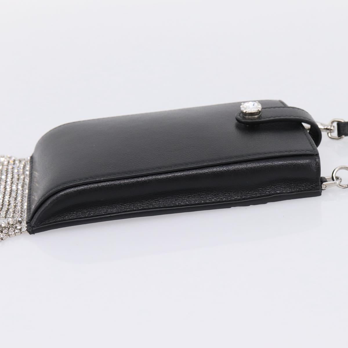 Miu Miu Shoulder Bag Leather Black Silver Auth 167796A