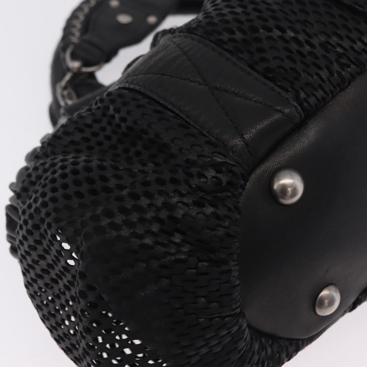Miu Miu Hand Bag Leather 2way Black Silver Auth 167798M