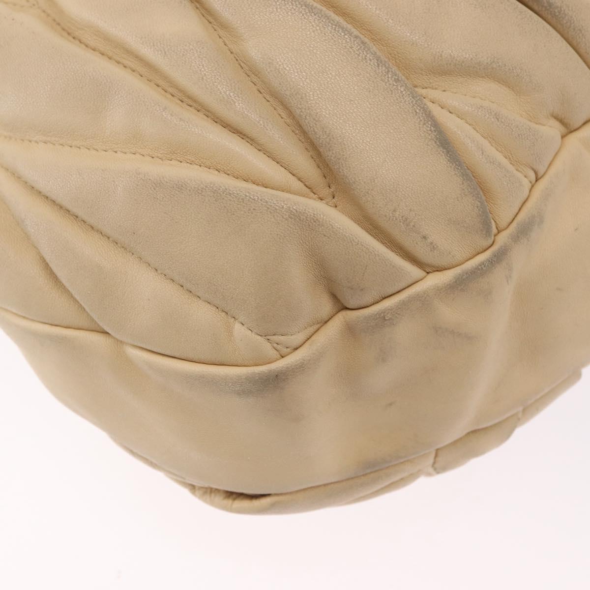 Miu Miu Hand Bag Leather 2way Beige Gold Auth 167799