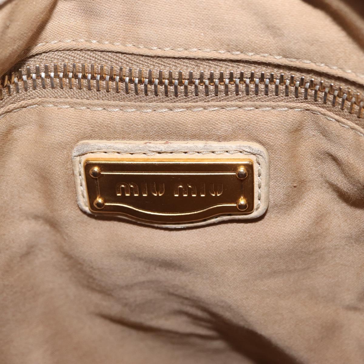Miu Miu Hand Bag Leather 2way Beige Gold Auth 167799