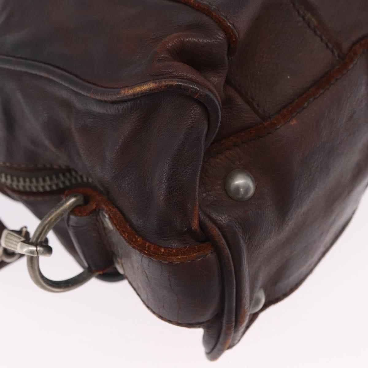 Miu Miu Hand Bag Leather 2way Brown Silver Auth 167800