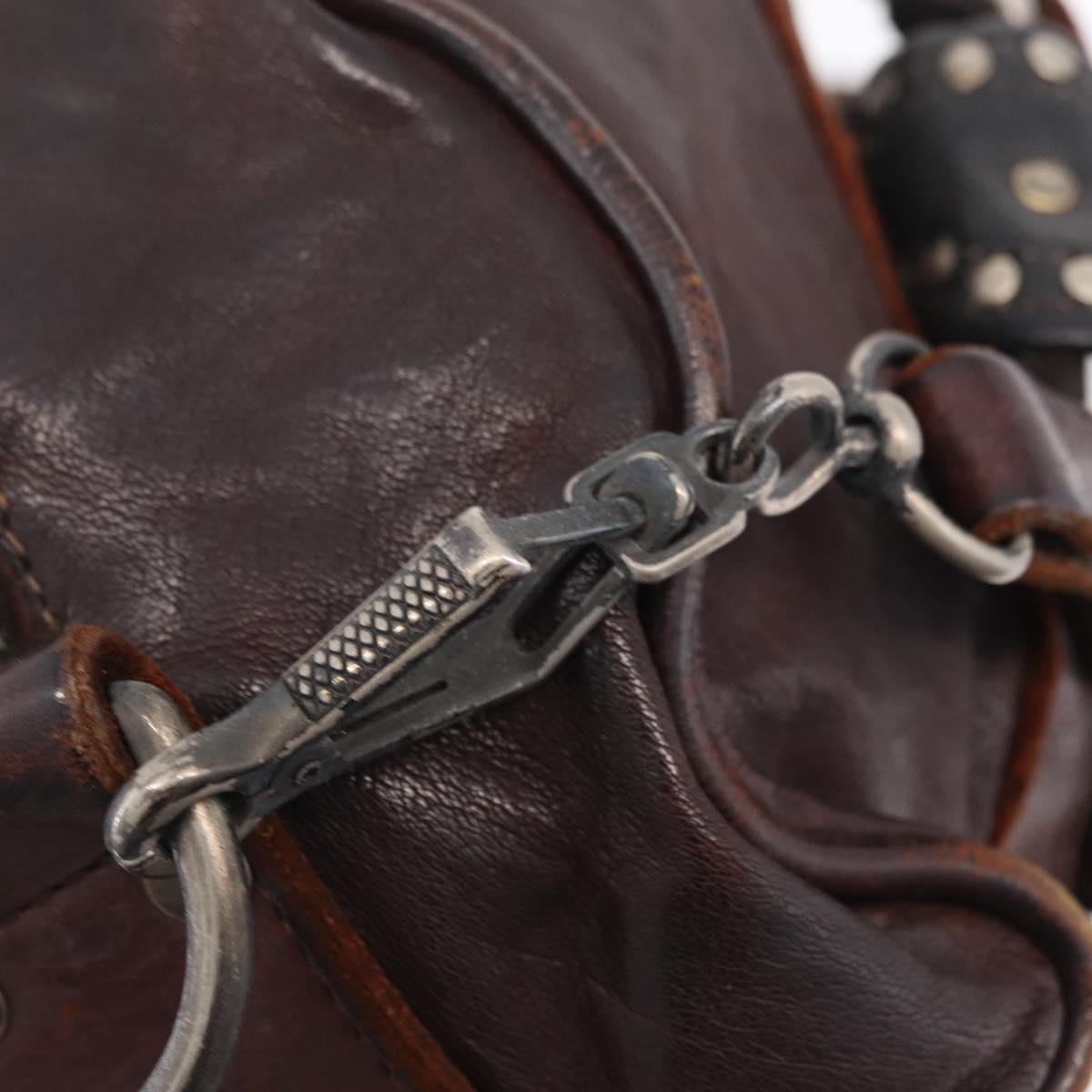 Miu Miu Hand Bag Leather 2way Brown Silver Auth 167800