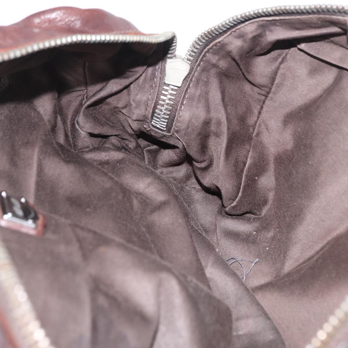 Miu Miu Hand Bag Leather 2way Brown Silver Auth 167800