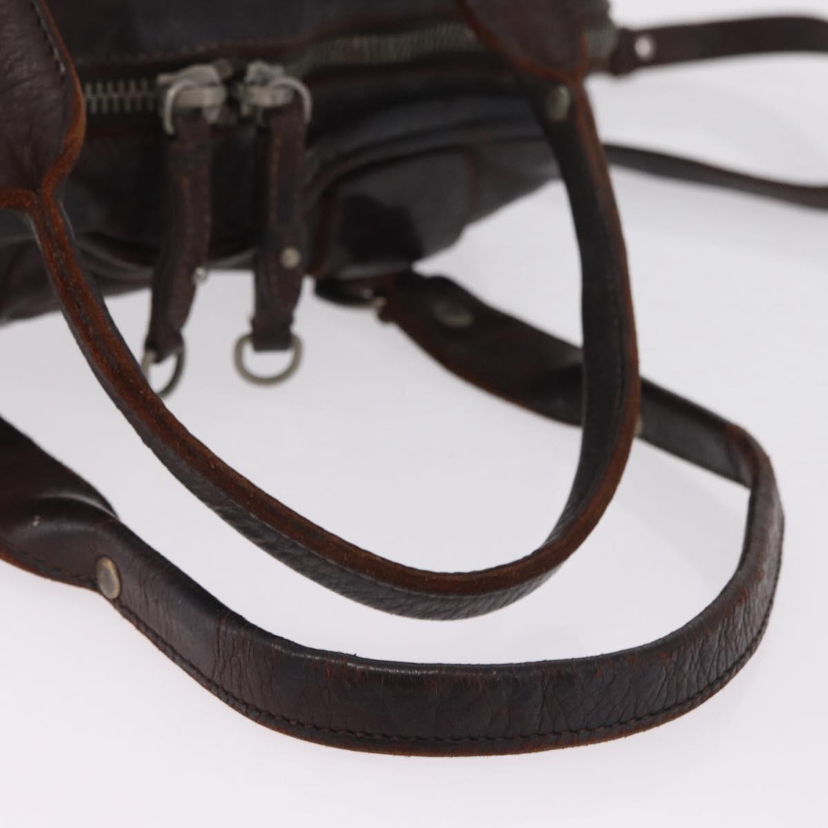 Miu Miu Hand Bag Leather 2way Brown Silver Auth 167800