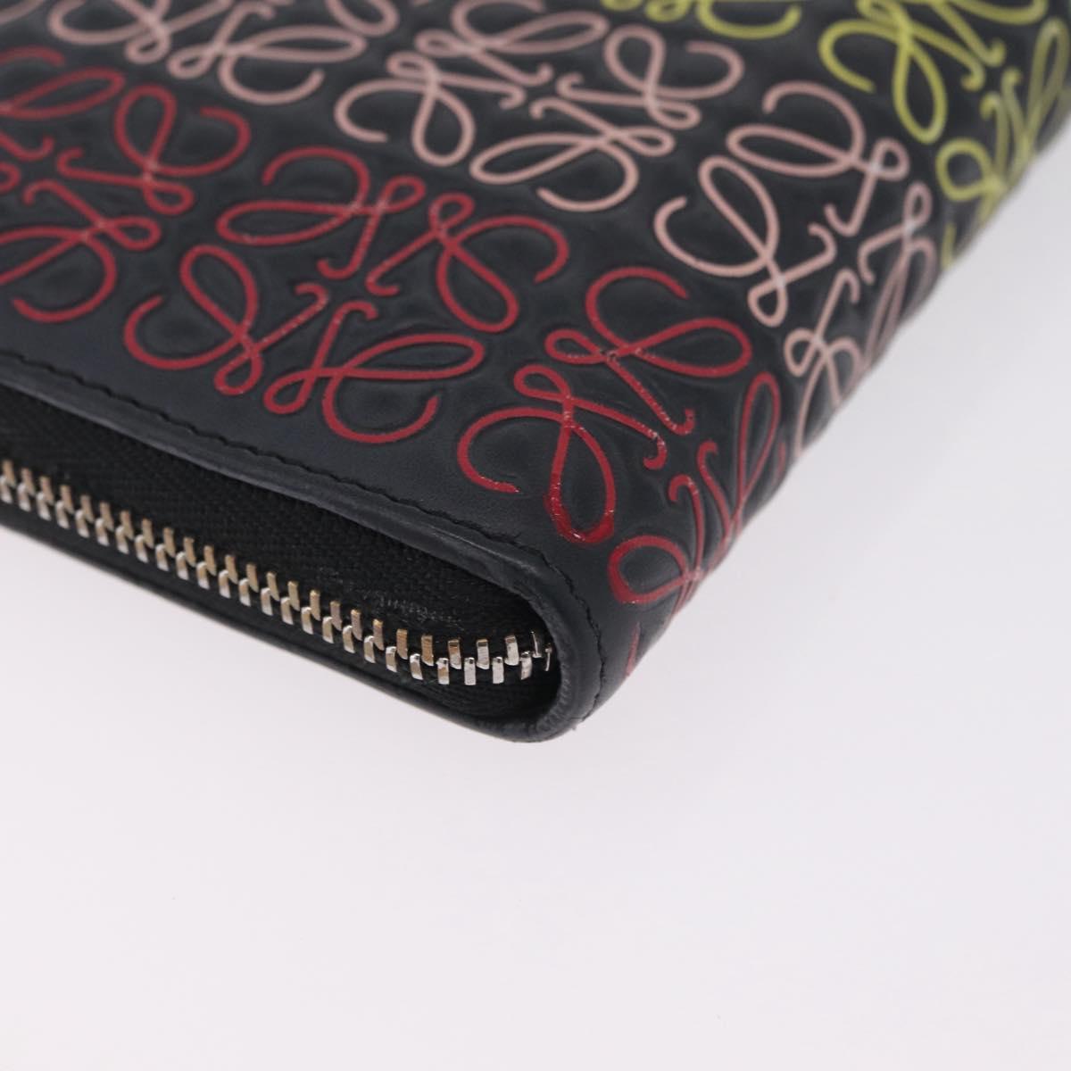 LOEWE Anagram Zippy Wallet Leather Silver Rainbow Auth 167801